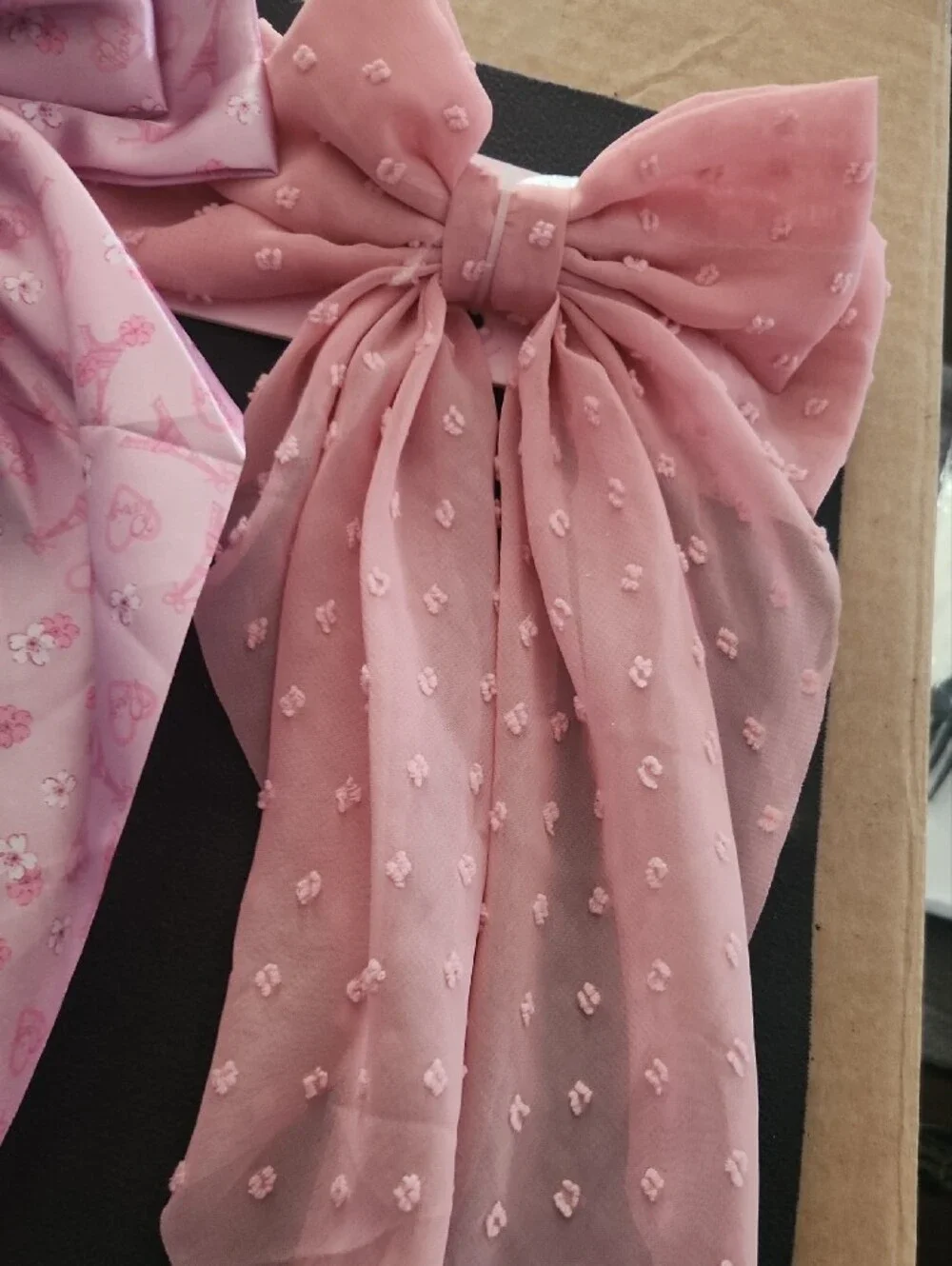 Pink Bow Scarf Hair Accessories - Pair of Decorative Bows